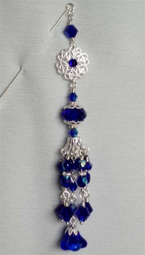 Cobalt Blue Luxury Dangle Hijab Pinhat Pin