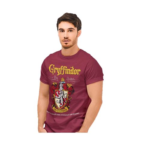 Harry Potter Gryffindor Crest Distressed Hogwarts Logo Red Mens T Shirt