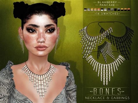 Bones Necklace And Earrings At Blahberry Pancake The Sims 4 Catalog