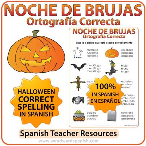 Halloween Spelling In Spanish Worksheet Noche De Brujas Woodward