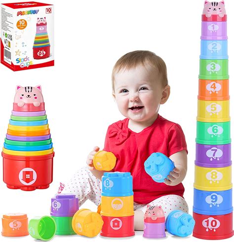 Moontoy Stacking Cups Baby Toys 6 12 18 24 Months Stacking