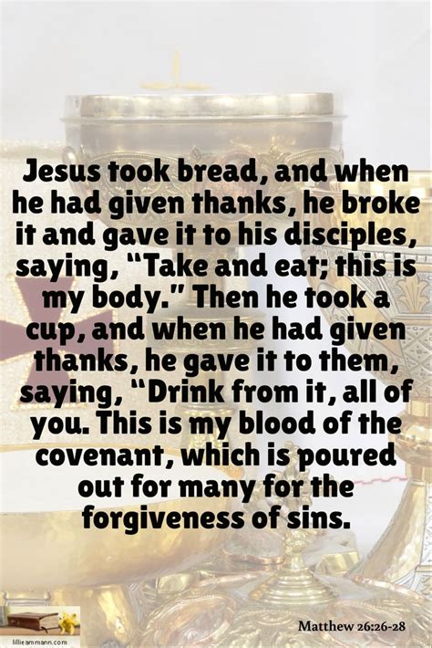 Matthew 26 26 28 Jesus Took Bread And When He Had Given Thanks He Broke It And Gave It To