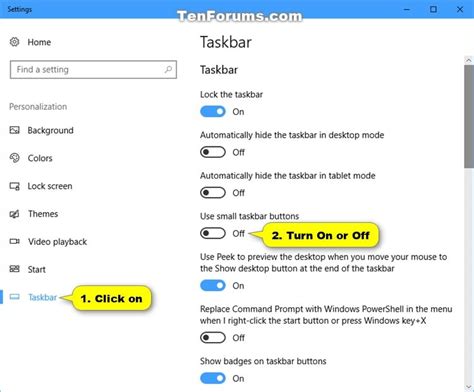 Use Large Or Small Taskbar Buttons In Windows 10 Tutorials