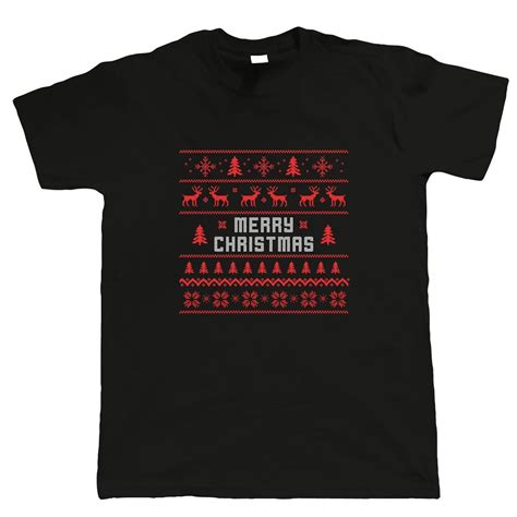 Merry Christmas Knitted Slogan Mens T Shirt Christmas T Etsy