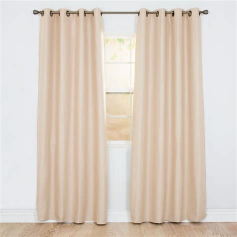 Lavish Home Blackout Linen Look Champagne Polyester Blackout Curtain 63