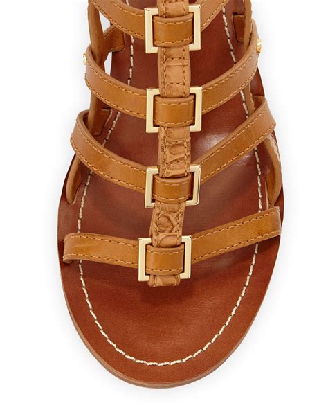 tory burch reggie leather gladiator sandal tan in brown lyst