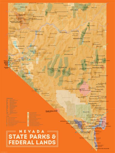 Nevada State Parks And Federal Lands Map 18x24 Poster Best Maps Ever