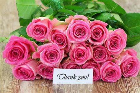 Thank You Card With Pink Roses Stock Photo By ©graletta 58097451