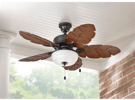 Tropical Style Indoor Outdoor Ceiling Fan 44 In Palm Leaf Blades Bowl