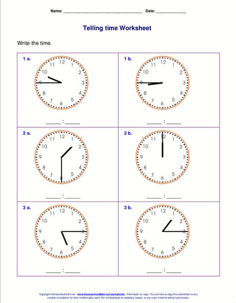 Telling Time Worksheets Grade 2 Free Printable
