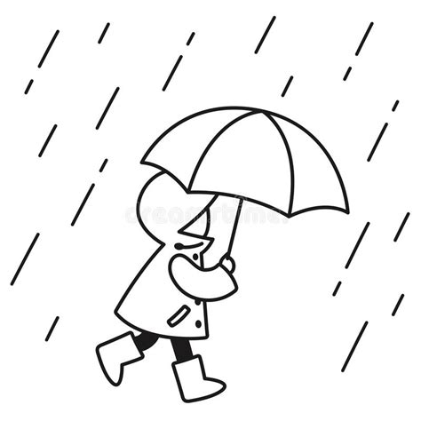 Child In The Rain Drawing Stock Vector Illustration Of Raindrops