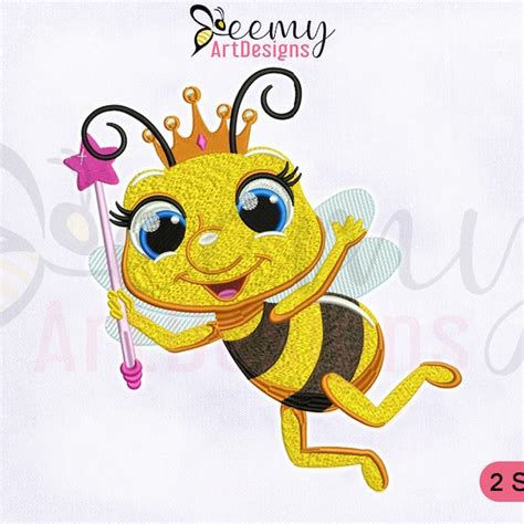 Queen Bee Embroidery Design Etsy