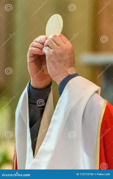 Priest Giving Eucharist Stock Photo Image Of Host Eucharist 173712792