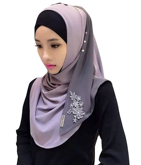 New Cotton Hijab Scarf Lace Embroideried Stitching Design Women Hijab