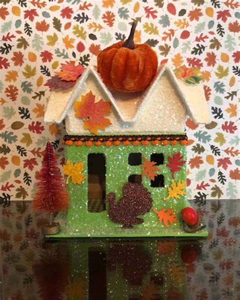 Traditional Autumn Glitter House Glitter House Putz House Paper