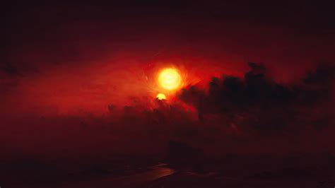 3440x1440 Clouds Red Dark Fantasy Paint Art 4k Ultrawide Quad Hd 1440p