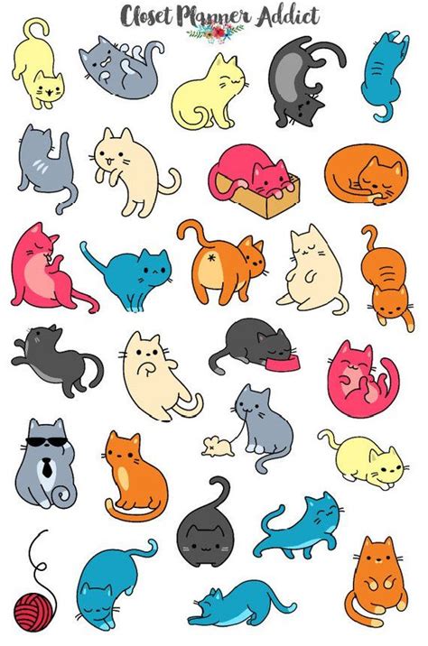 Cute Cats Planner Stickers Cat Stickers Cat Lovers Etsy Cat