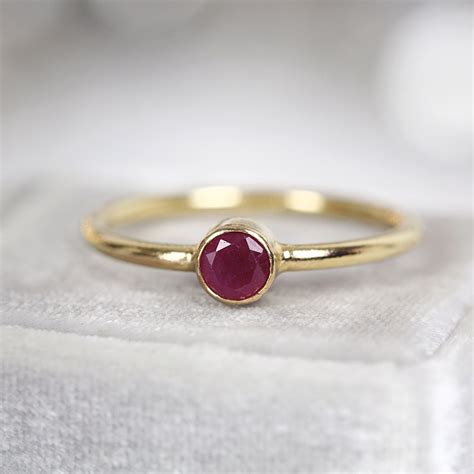 Red Ruby Ring Gold Solitaire Ruby Ring For Women