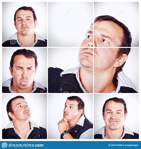 Hes A Multi Faceted Man Composite Shot Of The Many Expressions Of