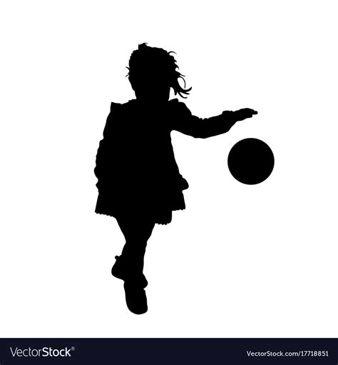 Child Silhouette Playing With Ball Royalty Free Vector Image