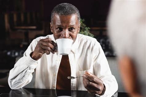 Senior African American Man Drinking Coffee Stock Image Image Of Blur Senior 236382841
