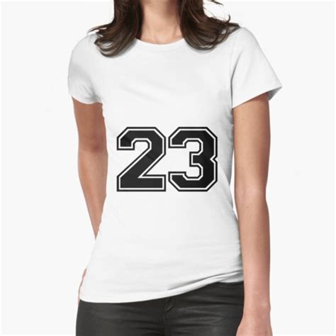 Varsity Team Sports Uniform Number 23 Black Fitted T Shirt For