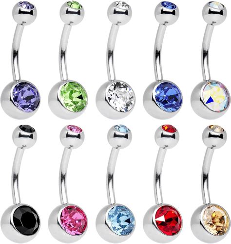 Amazon Com Ghome 15 Piece A Set Belly Button Ring Body Jewelry Navel