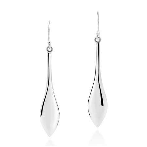 Trendy Long Elongated Teardrop .925 Sterling Silver Dangle ...