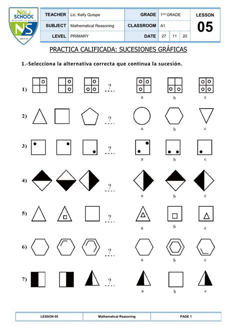 Sucesiones gráficas worksheet Math patterns Pattern worksheet th