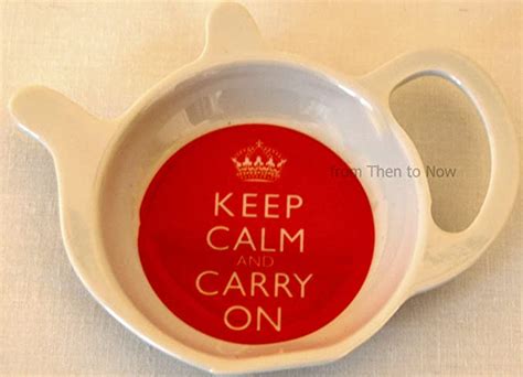 Keep Calm And Carry On Tea Bag Tidy Rest Holder Red And White Melamine