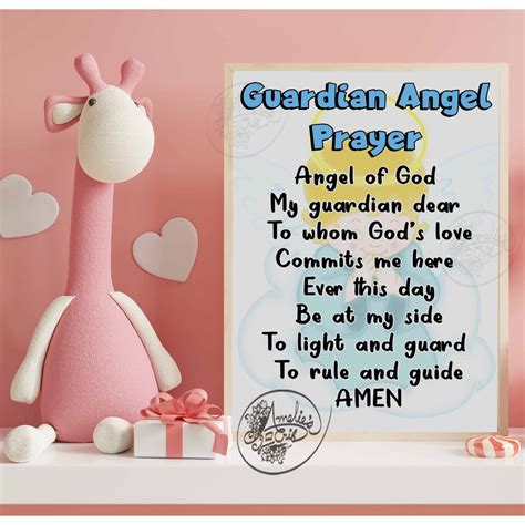 Guardian Angel Prayer Laminated Chart A4 Kids Educational Chart