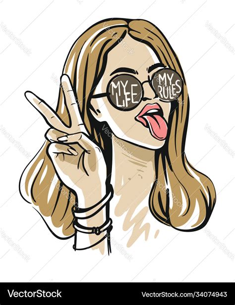 Young Girl Showing Victory Hand Gesture Royalty Free Vector