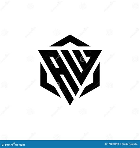 Aw Logo Monogram With Triangle And Hexagon Modern Design Template Stock