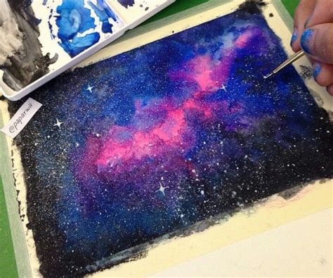 Draw another, much larger, oval around the first. Galaxy watercolor | Watercolor galaxy, Art painting ...