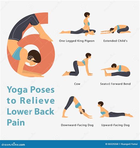 A Set Of Yoga Postures Female Figures For Infographic 6 Yoga Poses To