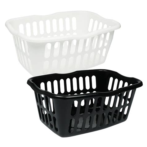 Wholesale Rectangular Plastic Laundry Basket 2271 2 Asst Black White