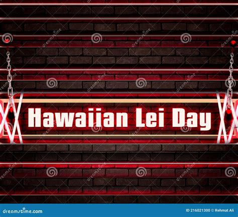 May Month, Day of May. Hawaiian Lei Day, on Bricks Background Stock