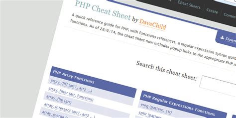 Php Syntax Cheat Sheet However To Access Functions Multiple