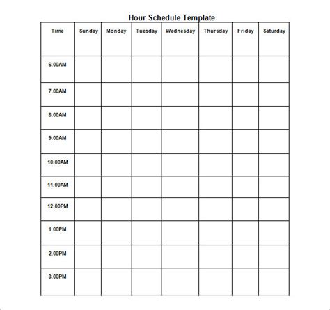 Hourly Schedule Template Word Printable Schedule Template