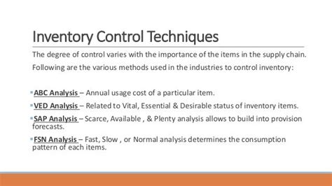 Scm Inventory Controls