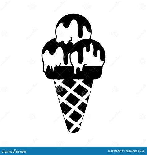 Helado De Postre De Cono En Estilo De Silueta Icono Aislado Ilustración