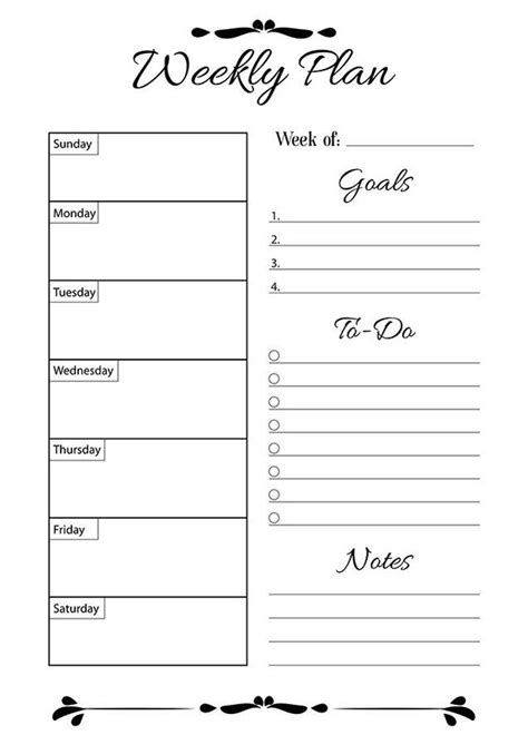 Weekly Planner Printable Planner Template Printable Calendars