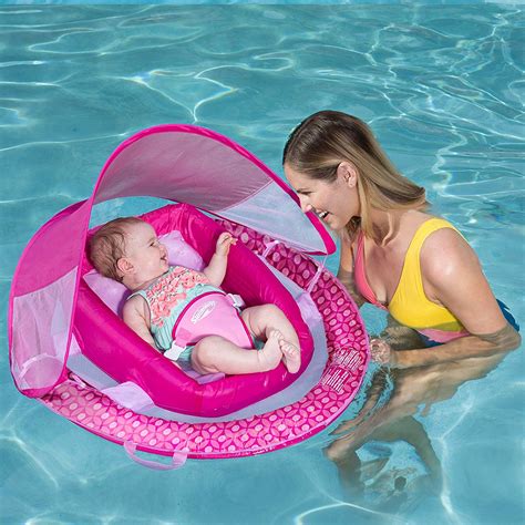 The baby spring float is designed to provide a more comfortable and secure water introduction experience for your child and is the only pool float for babies with a patented inner spring around the outside edge for added stability in the water. SwimWays Inflatable Spring Baby Infant Swimming Pool and ...