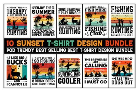 Vintage Sunset T Shirt Design Bundle Graphic By T Shirt Design Bundle