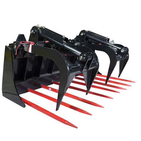 Titan Attachments 60 Hay Bale Spear And Silage Grapple Rake For Skid