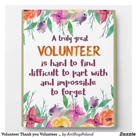 Volunteer Thank You Volunteer Appreciation T Plaque Zazzle