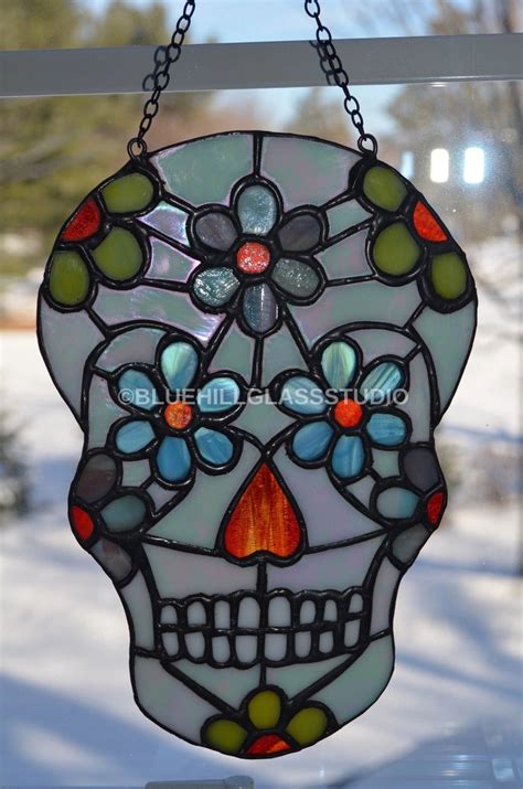 Day Of The Dead Sugar Skull Stained Glass Sun Catcher Dia De Etsy