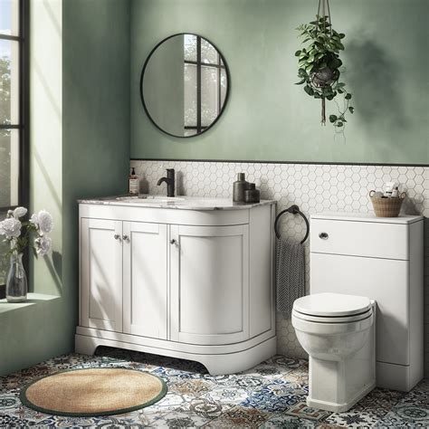 Period Bathroom Co 920mm Lh Offset Vanity Unit With White Marble Basin