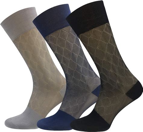 Pairs Mens Silk Sheer Socks Mid Calf Otc Ultra Thin Nylon Dress Sock