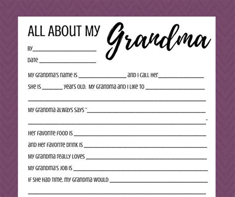 All About My Grandma Printable